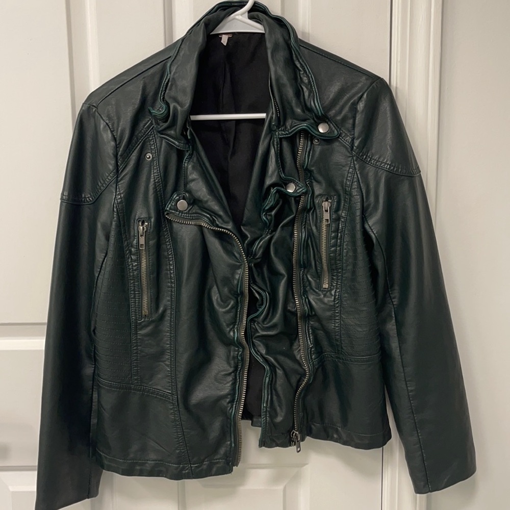 Green Faux Leather Jacket (Free People)